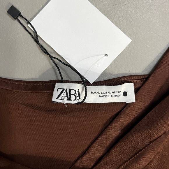 Zara Women’s Satin Effect V Neck Strappy Midi Dress - Size XL - Picture 12 of 13